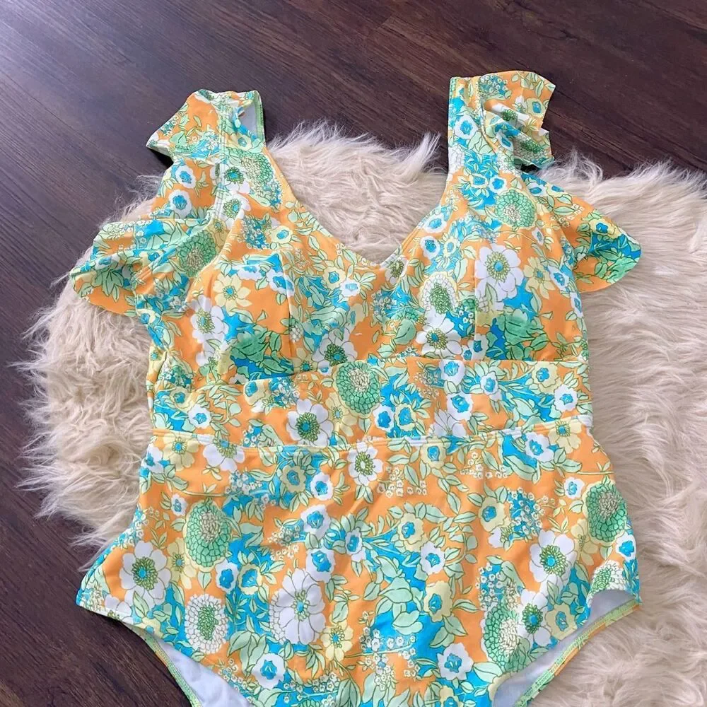 NWOT Chic Soul Spending My PTO Swimsuit Floral pattern Size 3XL